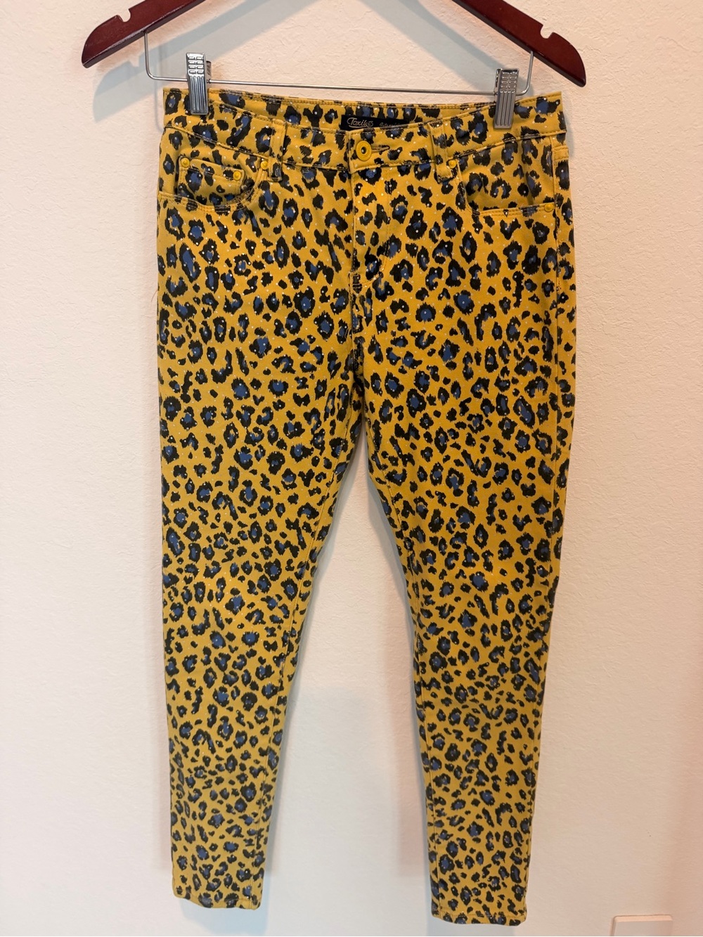 Yellow Leopard Print Straight Leg Pants